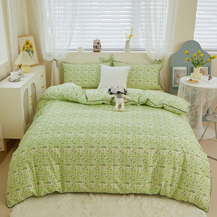 91家纺网 家纺一手货源 找家纺 一米阳光 2022新款镶边兔耳朵工艺款系列四件套 朵灵