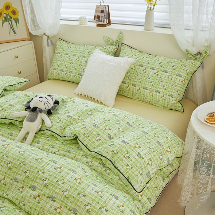 91家纺网 家纺一手货源 找家纺 一米阳光 2022新款镶边兔耳朵工艺款系列四件套 朵灵