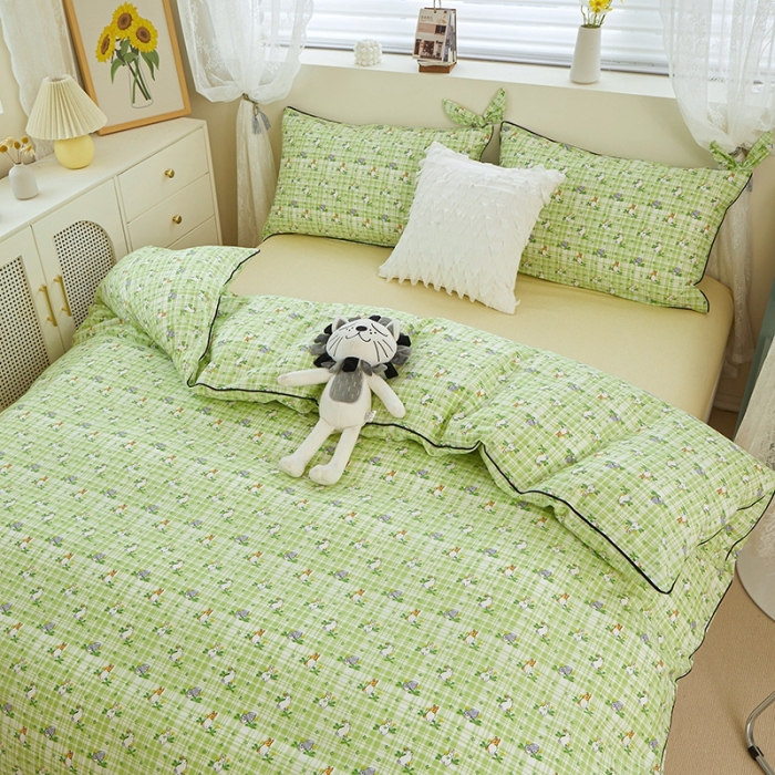 91家纺网 家纺一手货源 找家纺 一米阳光 2022新款镶边兔耳朵工艺款系列四件套 朵灵