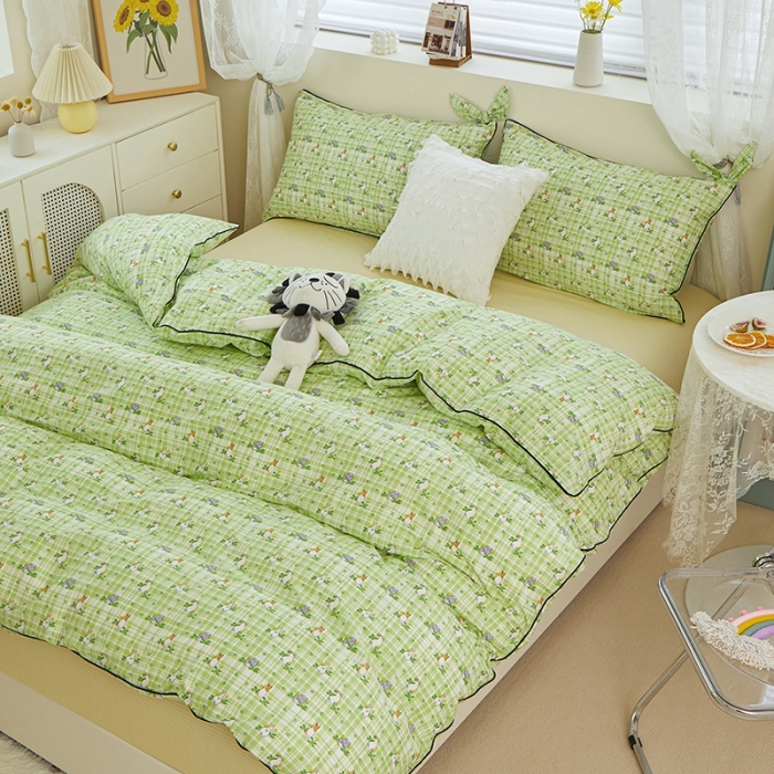 91家纺网 家纺一手货源 找家纺 一米阳光 2022新款镶边兔耳朵工艺款系列四件套 朵灵