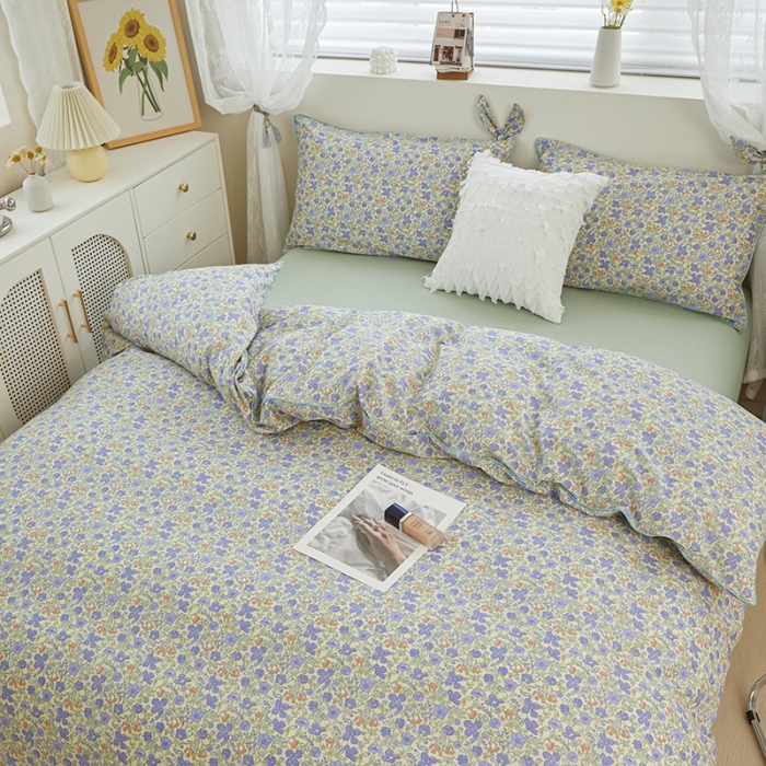 91家纺网 家纺一手货源 找家纺 一米阳光 2022新款镶边兔耳朵工艺款系列四件套 朵唯