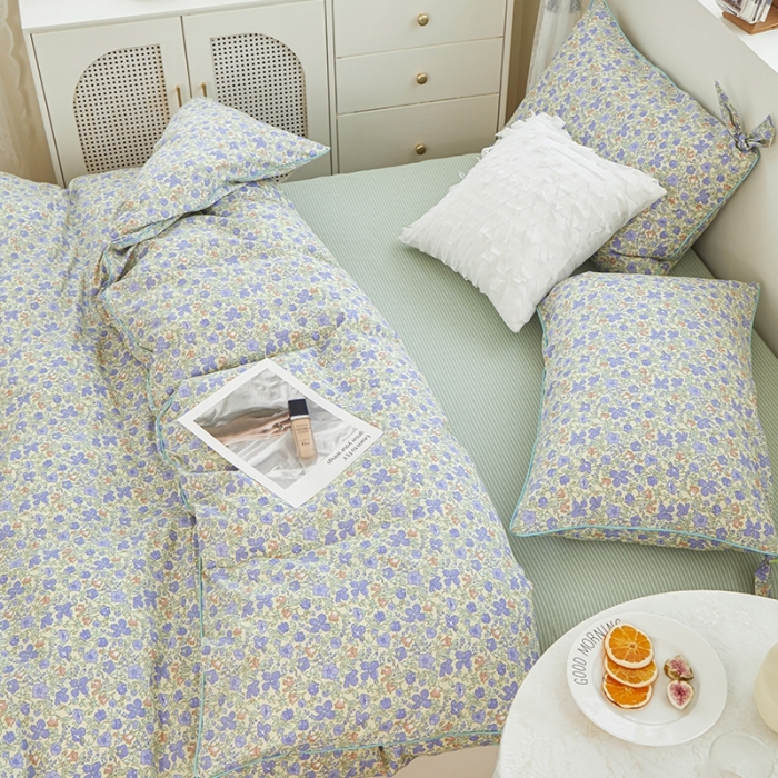 91家纺网 家纺一手货源 找家纺 一米阳光 2022新款镶边兔耳朵工艺款系列四件套 朵唯