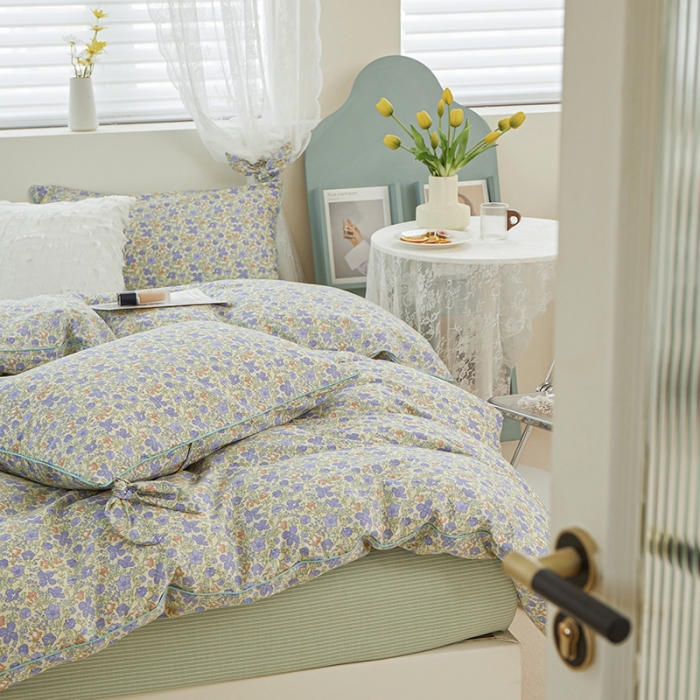 91家纺网 家纺一手货源 找家纺 一米阳光 2022新款镶边兔耳朵工艺款系列四件套 朵唯