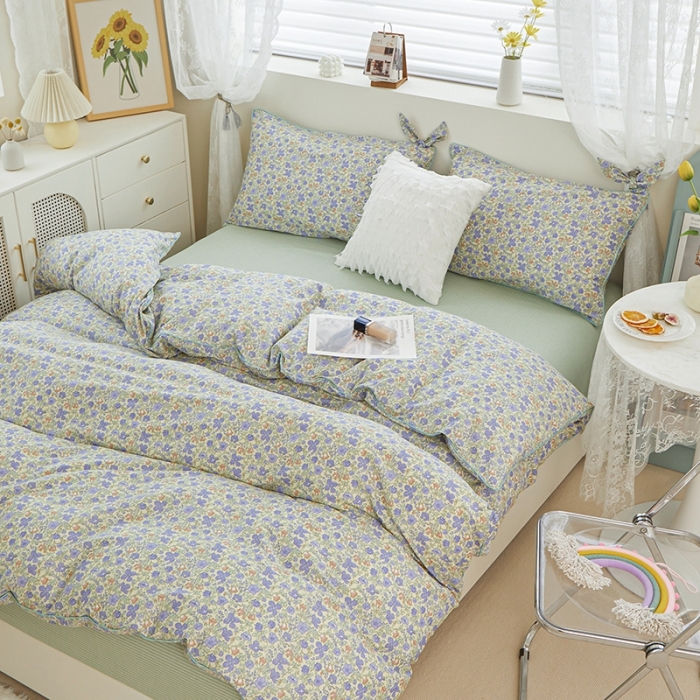 91家纺网 家纺一手货源 找家纺 一米阳光 2022新款镶边兔耳朵工艺款系列四件套 朵唯