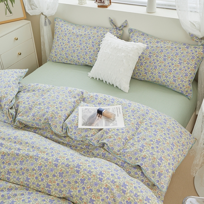 91家纺网 家纺一手货源 找家纺 一米阳光 2022新款镶边兔耳朵工艺款系列四件套 朵唯