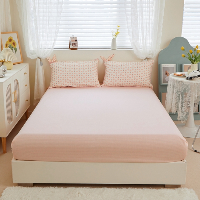 91家纺网 家纺一手货源 找家纺 一米阳光 2022新款镶边兔耳朵工艺款系列四件套 朵心