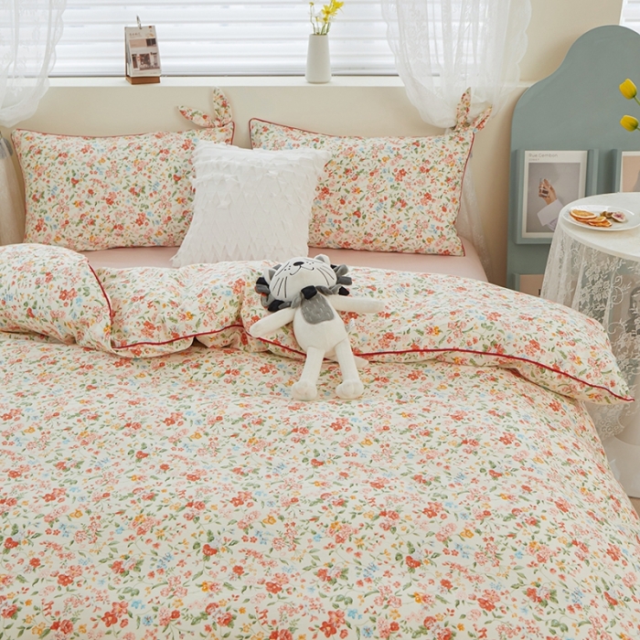 91家纺网 家纺一手货源 找家纺 一米阳光 2022新款镶边兔耳朵工艺款系列四件套 朵艺