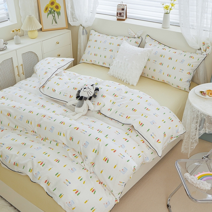 91家纺网 家纺一手货源 找家纺 一米阳光 2022新款镶边兔耳朵工艺款系列四件套 文艺时尚