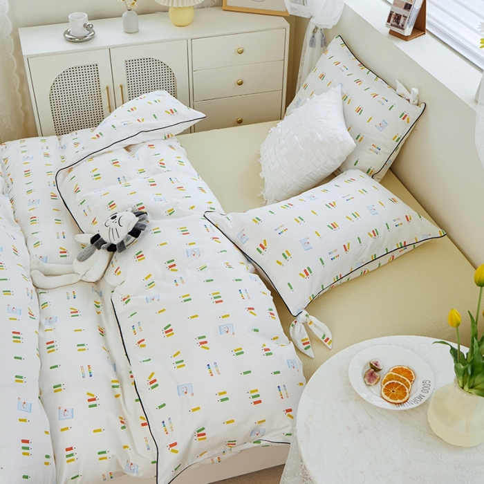 91家纺网 家纺一手货源 找家纺 一米阳光 2022新款镶边兔耳朵工艺款系列四件套 文艺时尚