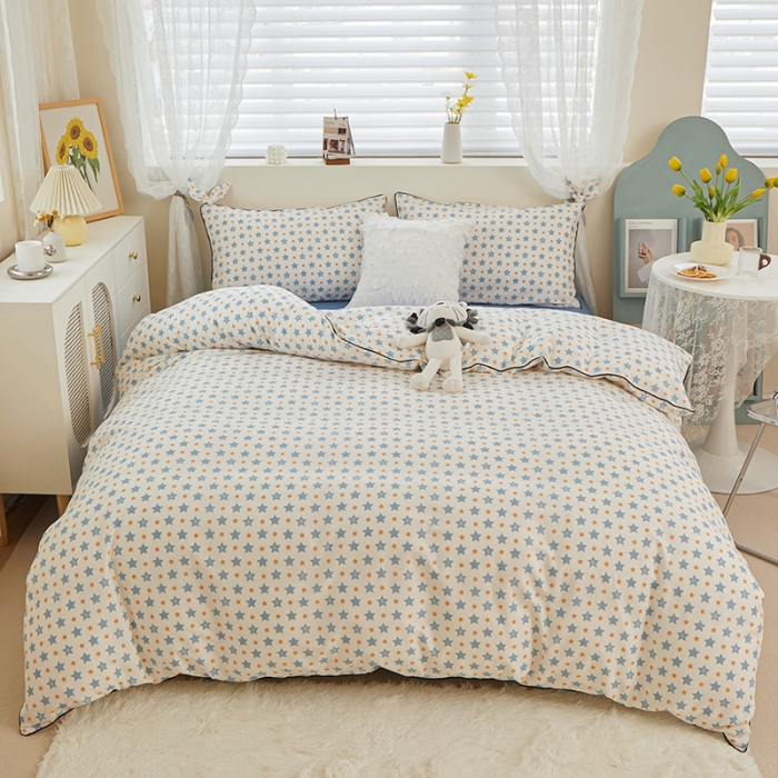 91家纺网 家纺一手货源 找家纺 一米阳光 2022新款镶边兔耳朵工艺款系列四件套 星星闪闪