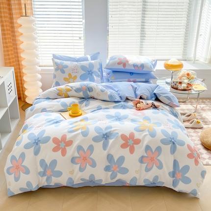 （总）呗旺鹿2022年13070全棉纯棉印花纽扣款四件套直播