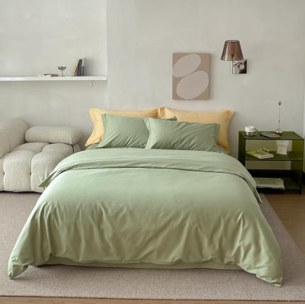 91家纺网 家纺一手货源 找家纺 蕊姿超柔水洗春夏新款50s双股新疆长绒棉纯色四件套竹青绿