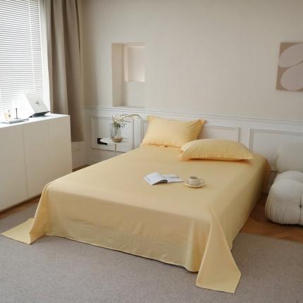 蕊姿超柔水洗超柔水洗新款50s双股新疆长绒棉单床单奶油黄