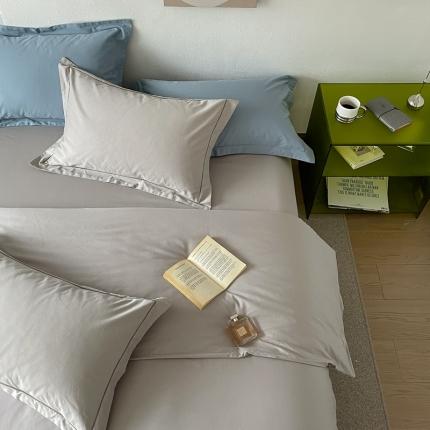 91家纺网 家纺一手货源 找家纺 蕊姿 超柔水洗春夏新款50s双股新疆长绒棉纯色被套浅灰