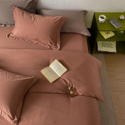 91家纺网 家纺一手货源 找家纺 蕊姿 超柔水洗春夏新款50s双股新疆长绒棉纯色被套摩卡棕
