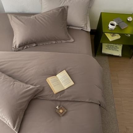 91家纺网 家纺一手货源 找家纺 蕊姿 超柔水洗春夏新款50s双股新疆长绒棉纯色被套大地棕