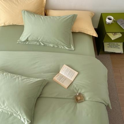 91家纺网 家纺一手货源 找家纺 蕊姿超柔水洗春夏新款50s双股新疆长绒棉纯色被套竹青绿
