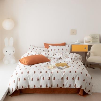 91家纺网 家纺一手货源 找家纺 （总）8小时家纺 2022新款全棉双层纱四件套