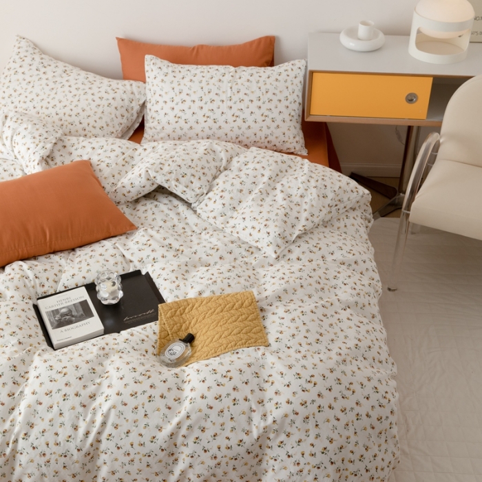 91家纺网 家纺一手货源 找家纺 8小时家纺 2022新款全棉双层纱四件套 花枝子