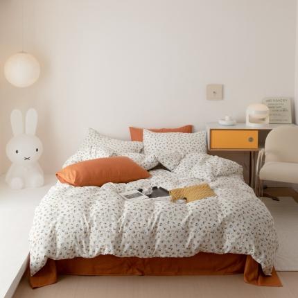 8小时家纺 2022新款全棉双层纱四件套 花枝子