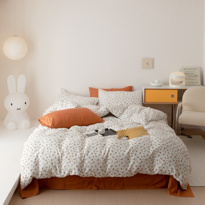 91家纺网 家纺一手货源 找家纺 8小时家纺 2022新款全棉双层纱四件套 花枝子