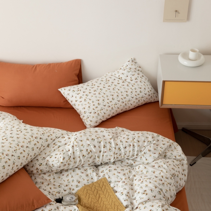 91家纺网 家纺一手货源 找家纺 8小时家纺 2022新款全棉双层纱四件套 花枝子