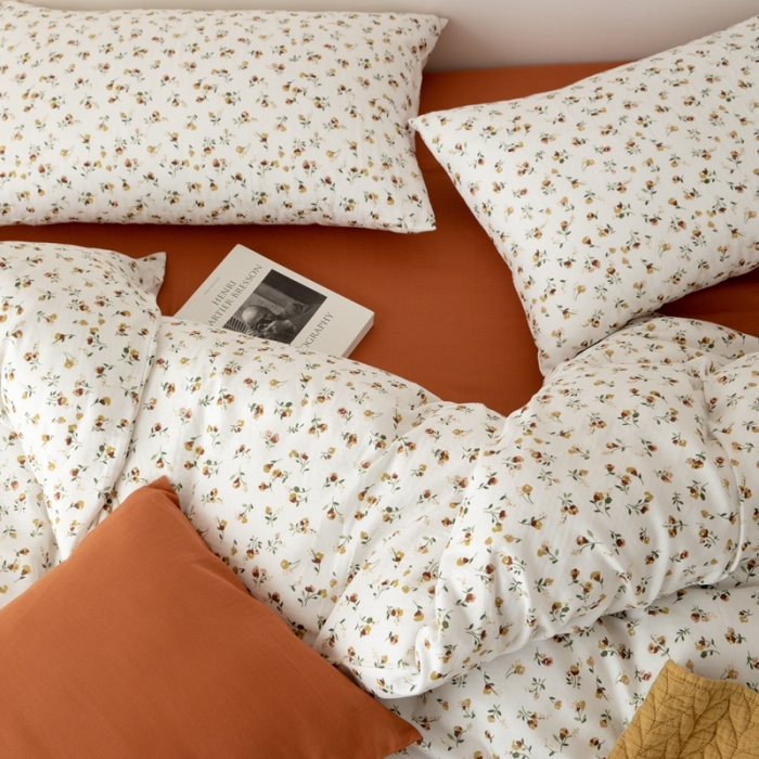 91家纺网 家纺一手货源 找家纺 8小时家纺 2022新款全棉双层纱四件套 花枝子