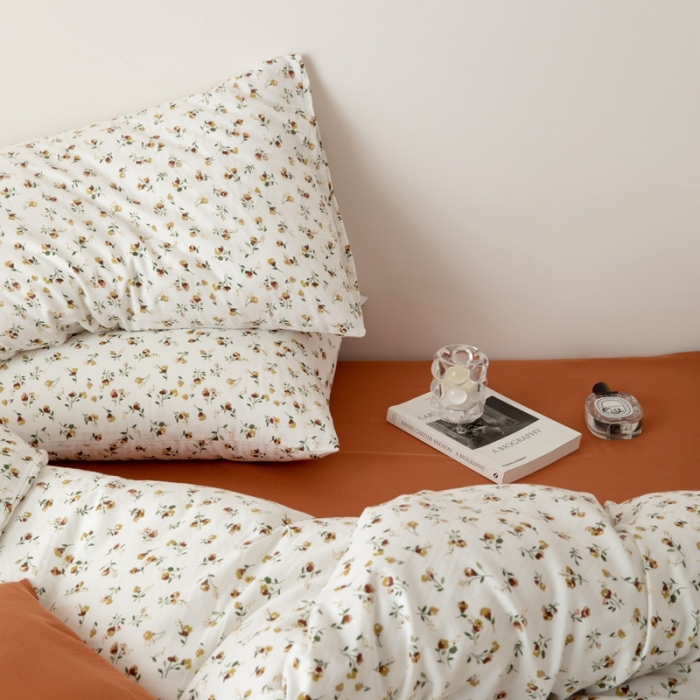 91家纺网 家纺一手货源 找家纺 8小时家纺 2022新款全棉双层纱四件套 花枝子