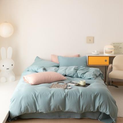 8小时家纺 2022新款全棉双层纱四件套 孔雀蓝