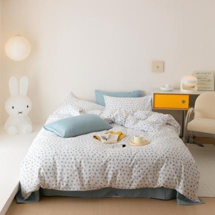 8小时家纺 2022新款全棉双层纱四件套 蓝菲