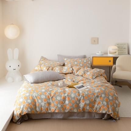 8小时家纺 2022新款全棉双层纱四件套 苹果乐园