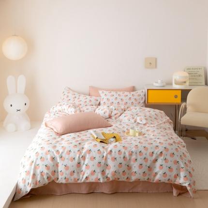 8小时家纺 2022新款全棉双层纱四件套 小仙桃