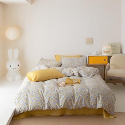 8小时家纺 2022新款全棉双层纱四件套 雅子灰