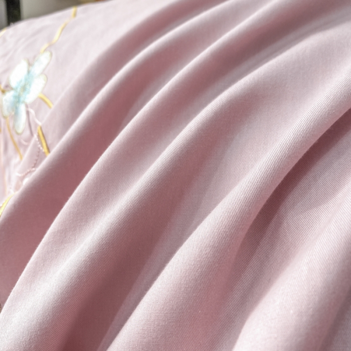 91家纺网 家纺一手货源 找家纺 安妮 2022新款全棉刺绣四件套 花颜悦色-粉