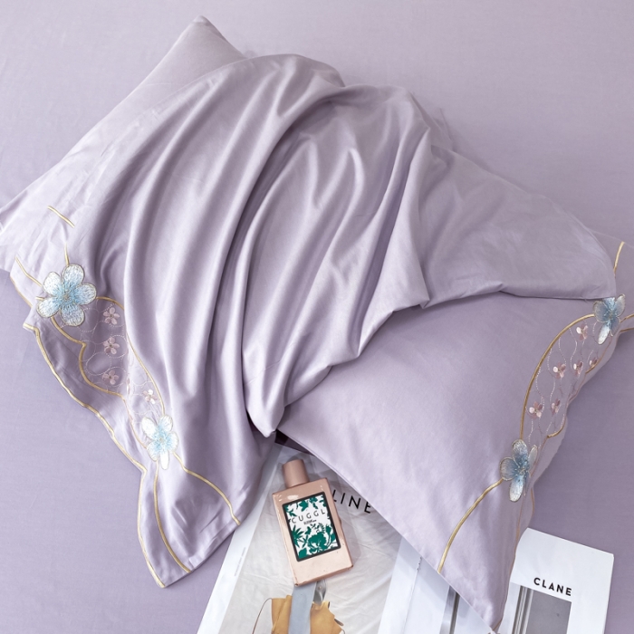 91家纺网 家纺一手货源 找家纺 安妮 2022新款全棉刺绣四件套 花颜悦色-紫