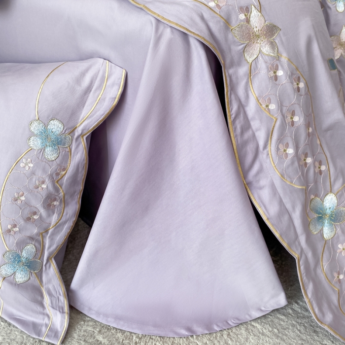 91家纺网 家纺一手货源 找家纺 安妮 2022新款全棉刺绣四件套 花颜悦色-紫