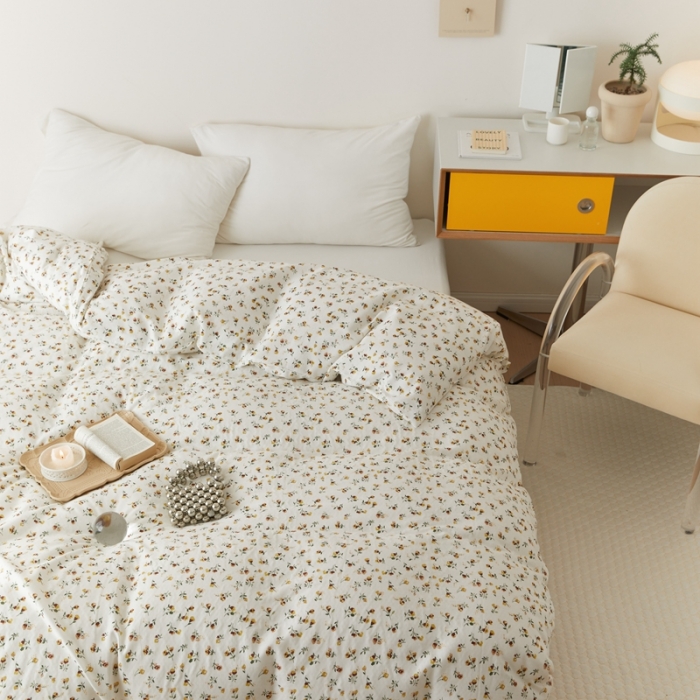 91家纺网 家纺一手货源 找家纺 8小时家纺 2022新款全棉双层纱单被套 花枝子