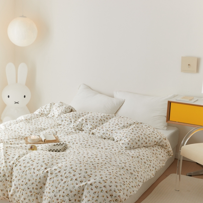 91家纺网 家纺一手货源 找家纺 8小时家纺 2022新款全棉双层纱单被套 花枝子