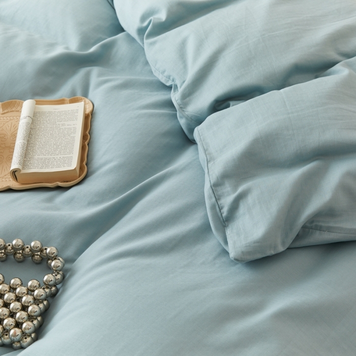 91家纺网 家纺一手货源 找家纺 8小时家纺 2022新款全棉双层纱单被套 孔雀蓝