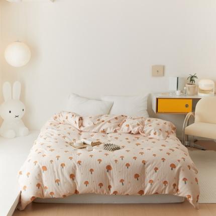 8小时家纺 2022新款全棉双层纱单被套 小米蘑