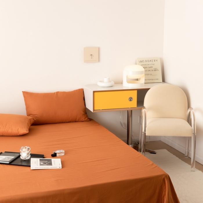 91家纺网 家纺一手货源 找家纺 8小时家纺 2022新款全棉双层纱单品床单 焦糖色