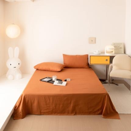 8小时家纺 2022新款全棉双层纱单品床单 焦糖色