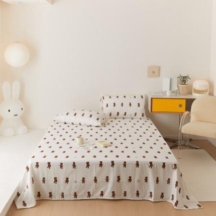 8小时家纺 2022新款全棉双层纱单品床单 围巾熊