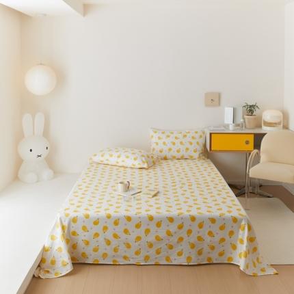 8小时家纺 2022新款全棉双层纱单品床单 小芒果