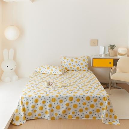 8小时家纺 2022新款全棉双层纱单品床单 小香果