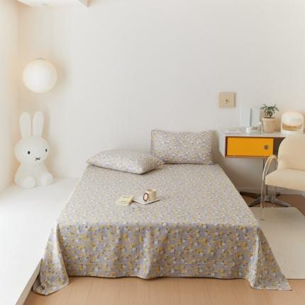 8小时家纺 2022新款全棉双层纱单品床单 雅子灰