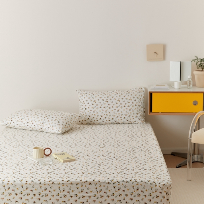 91家纺网 家纺一手货源 找家纺 8小时家纺 2022新款全棉双层纱单床笠 花枝子