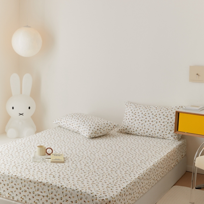 91家纺网 家纺一手货源 找家纺 8小时家纺 2022新款全棉双层纱单床笠 花枝子