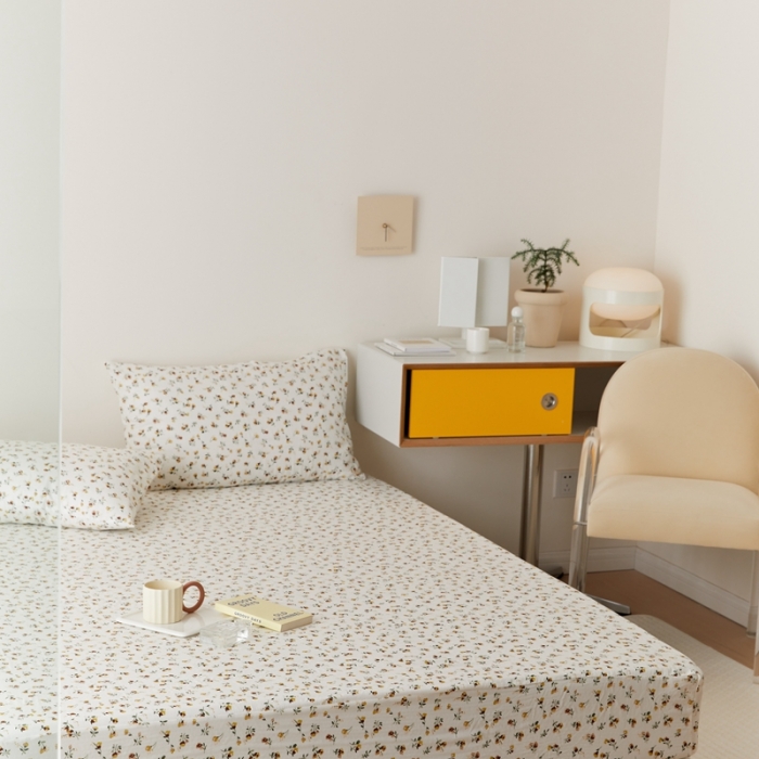 91家纺网 家纺一手货源 找家纺 8小时家纺 2022新款全棉双层纱单床笠 花枝子