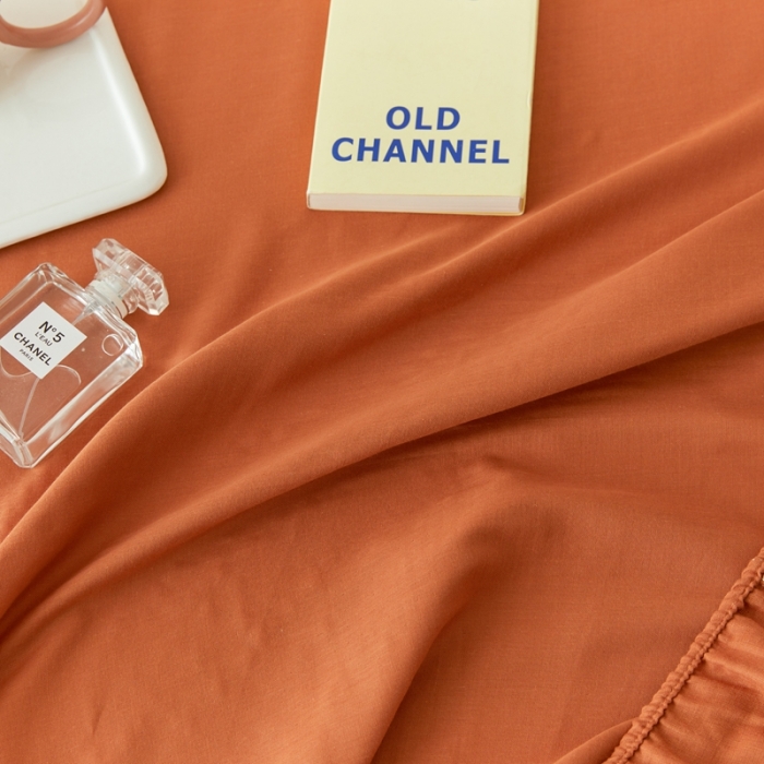 91家纺网 家纺一手货源 找家纺 8小时家纺 2022新款全棉双层纱单床笠 焦糖色